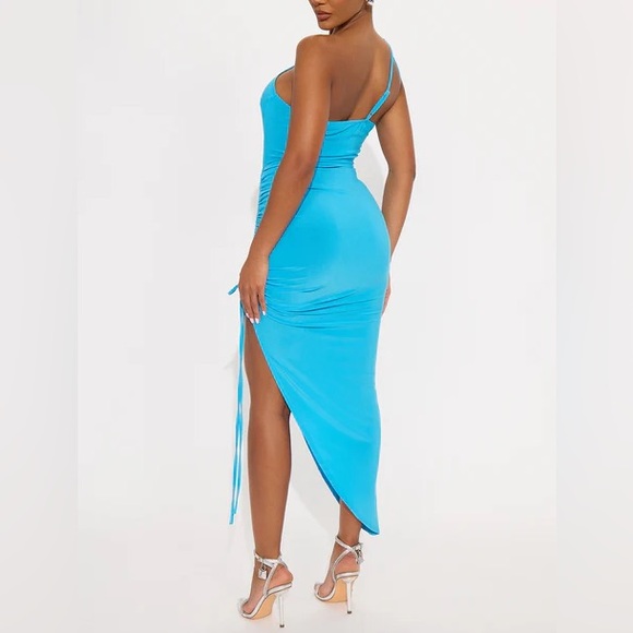 One-Shoulder Drawstring Midi Dress - Picture 3 of 3